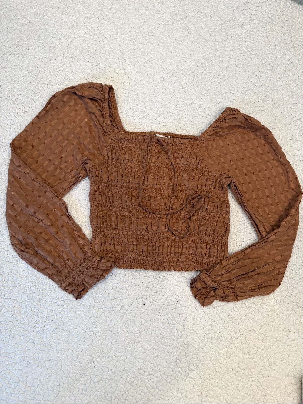 American Eagle Brown Y2K Boho brown Crop Top XS